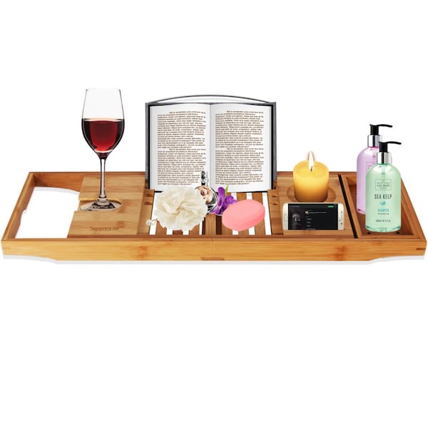 Serenelife Luxury Bamboo Bathtub Caddy Tray SLBCAD20 - main
